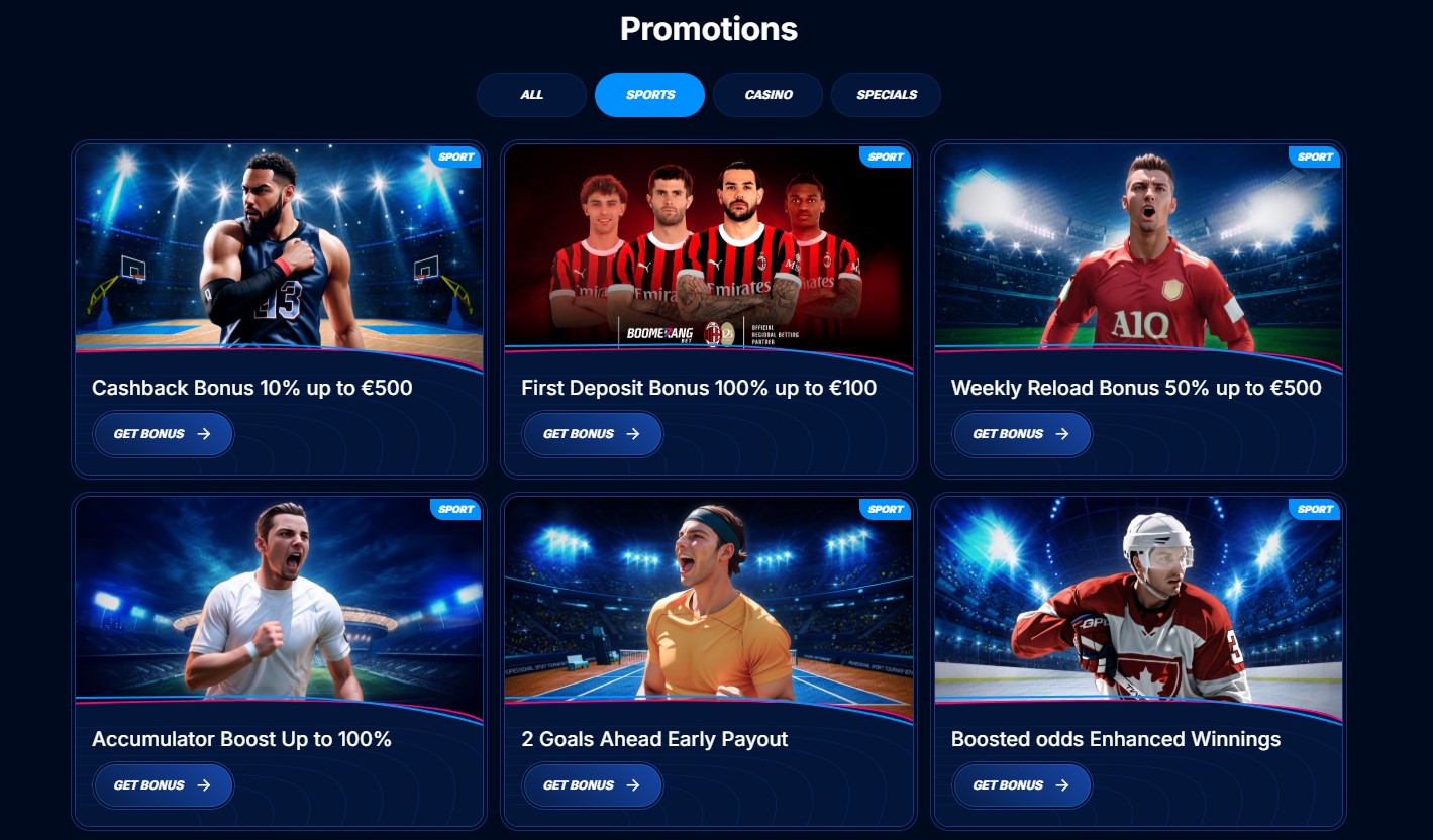 Boomerang Bet Sport-Bonus Angebote für Wetten in der Schweiz
